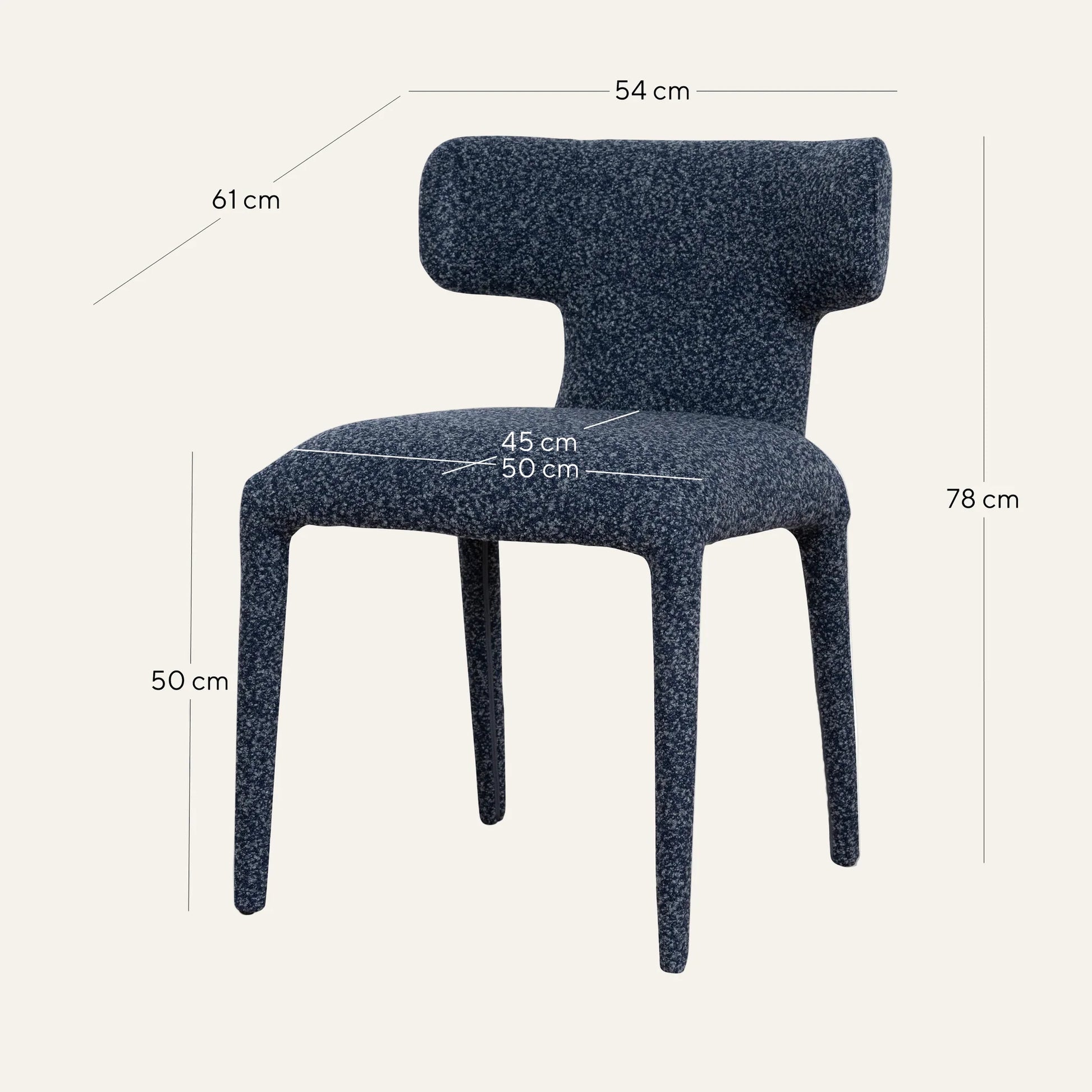 Salina | Mid Century Oatmeal Midnight Blue Textured Fabric Dining Chairs | Blue