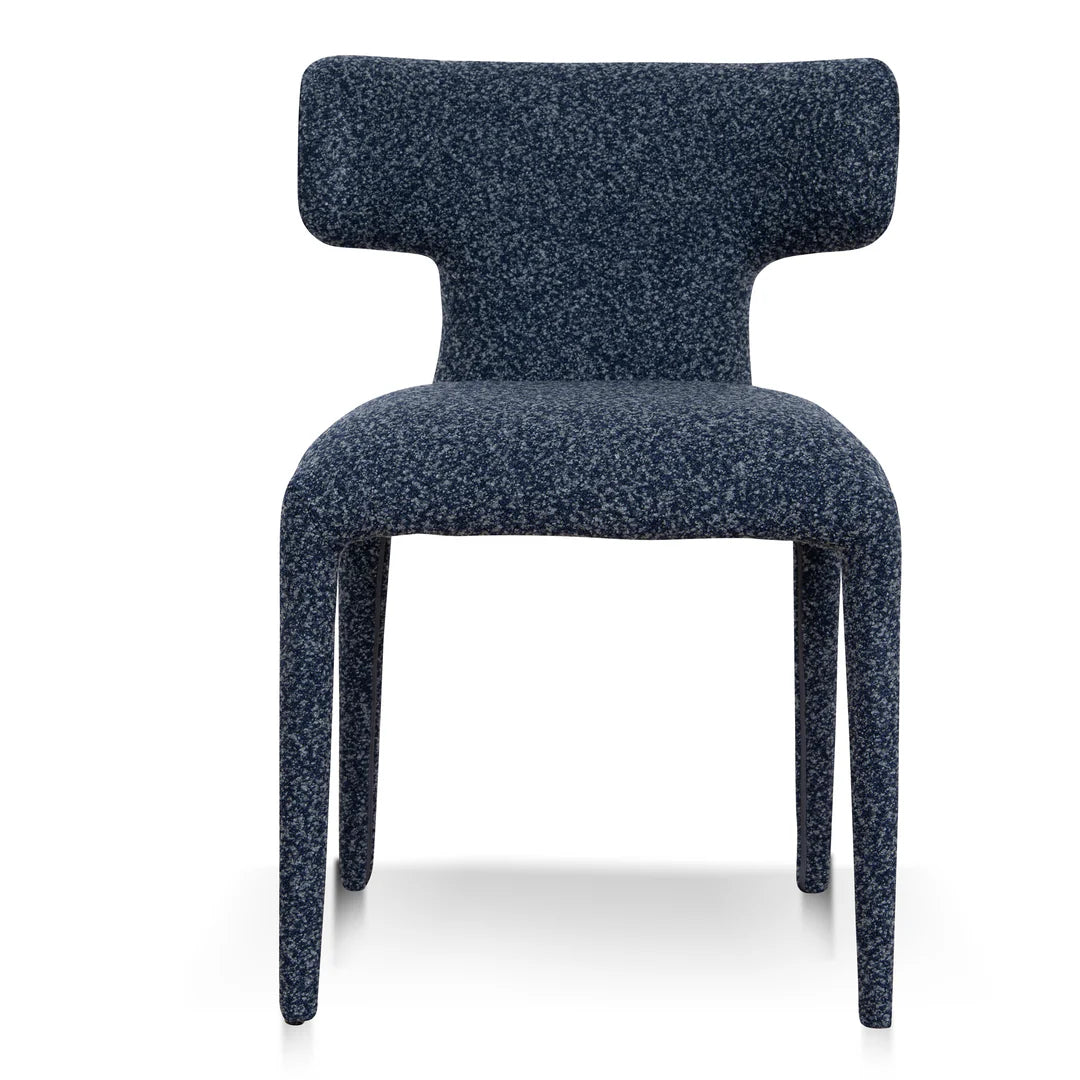 Salina | Mid Century Oatmeal Midnight Blue Textured Fabric Dining Chairs | Blue