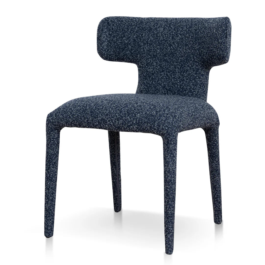 Salina | Mid Century Oatmeal Midnight Blue Textured Fabric Dining Chairs | Blue