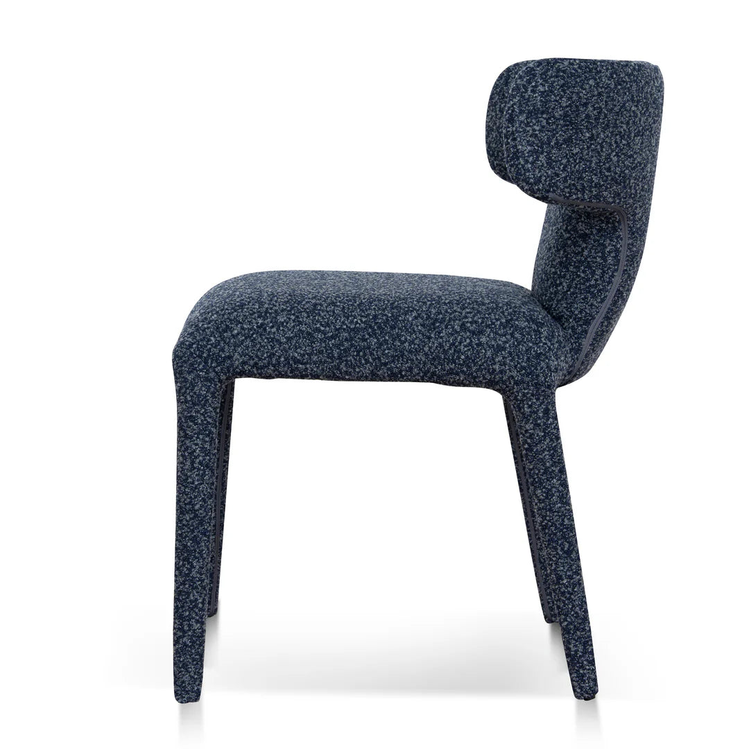 Salina | Mid Century Oatmeal Midnight Blue Textured Fabric Dining Chairs | Blue