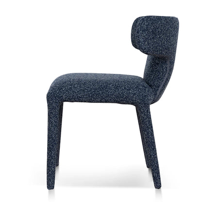 Salina | Mid Century Oatmeal Midnight Blue Textured Fabric Dining Chairs | Blue