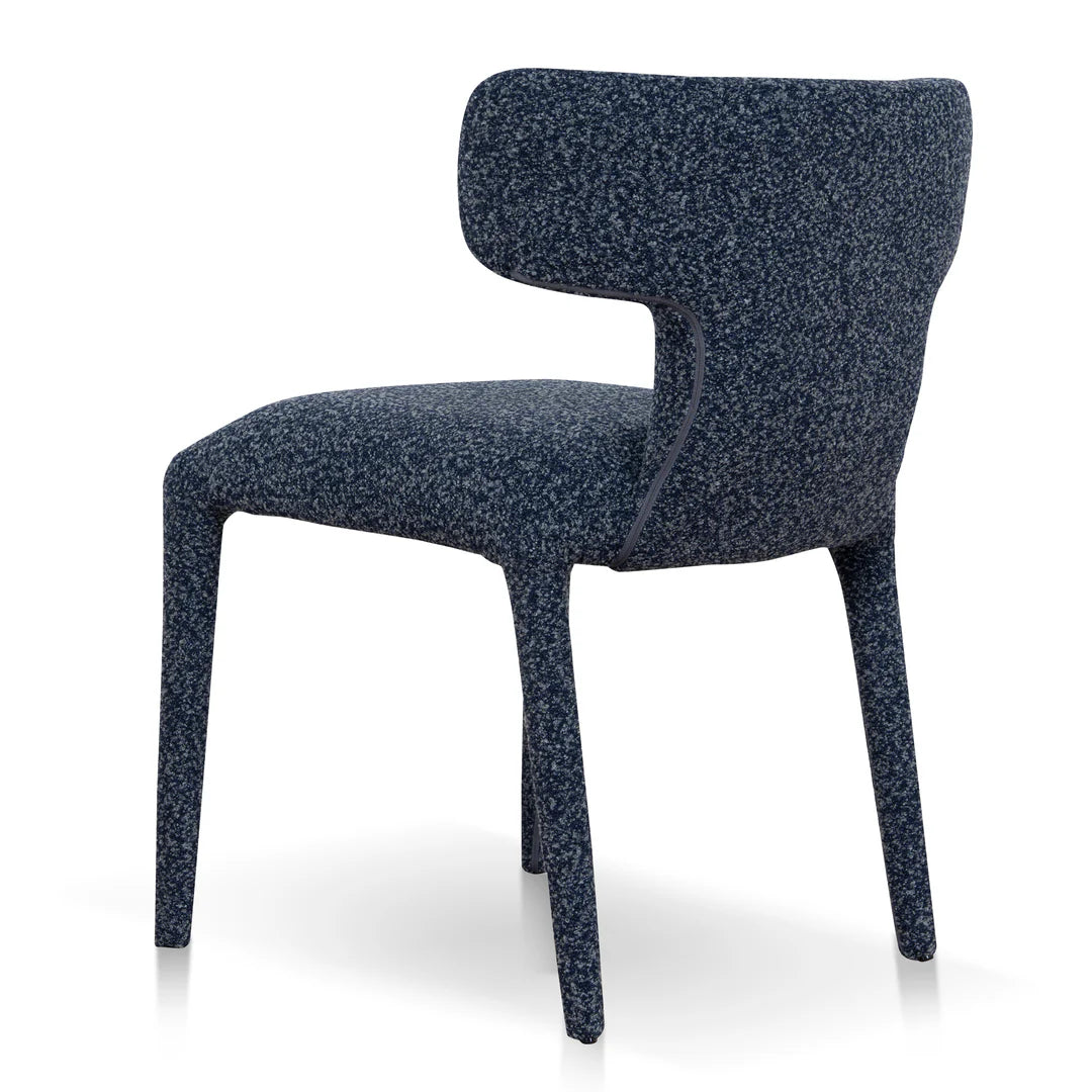 Salina | Mid Century Oatmeal Midnight Blue Textured Fabric Dining Chairs | Blue