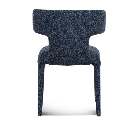 Salina | Mid Century Oatmeal Midnight Blue Textured Fabric Dining Chairs | Blue