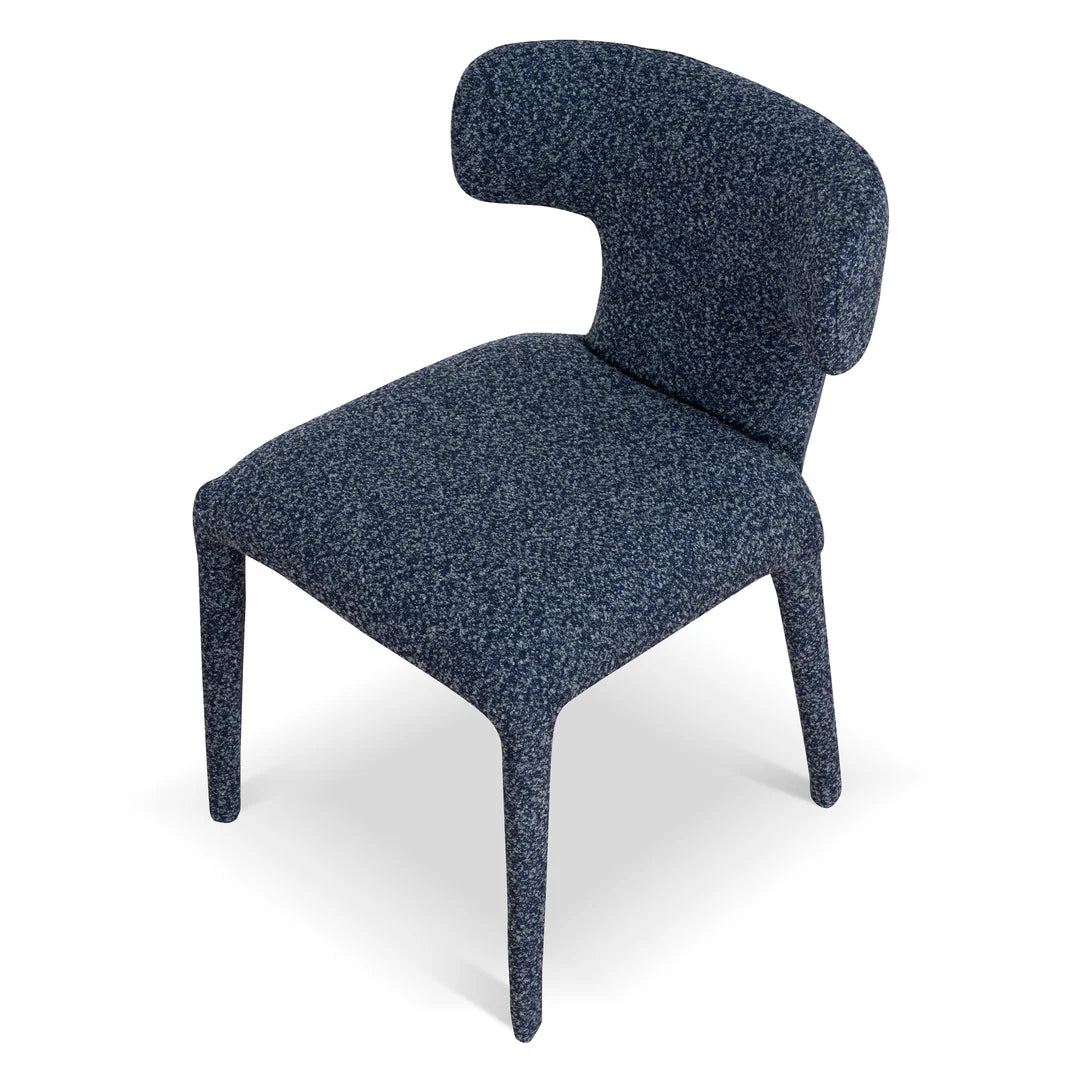 Salina | Mid Century Oatmeal Midnight Blue Textured Fabric Dining Chairs | Blue