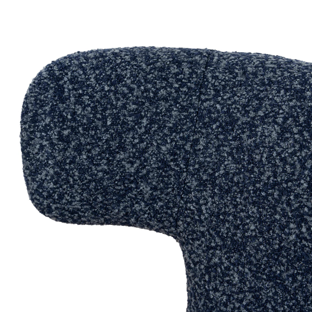 Salina | Mid Century Oatmeal Midnight Blue Textured Fabric Dining Chairs | Blue