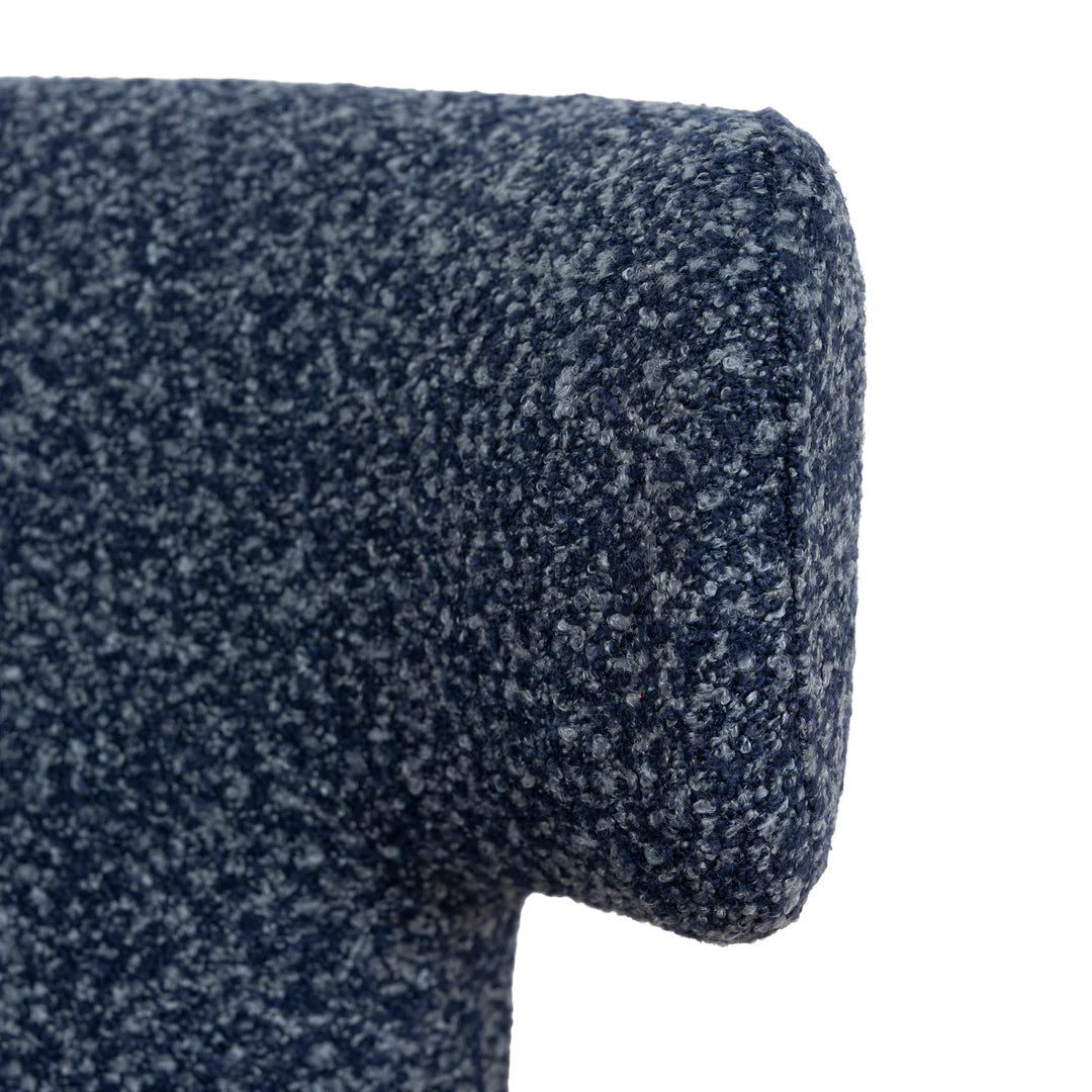 Salina | Mid Century Oatmeal Midnight Blue Textured Fabric Dining Chairs | Blue