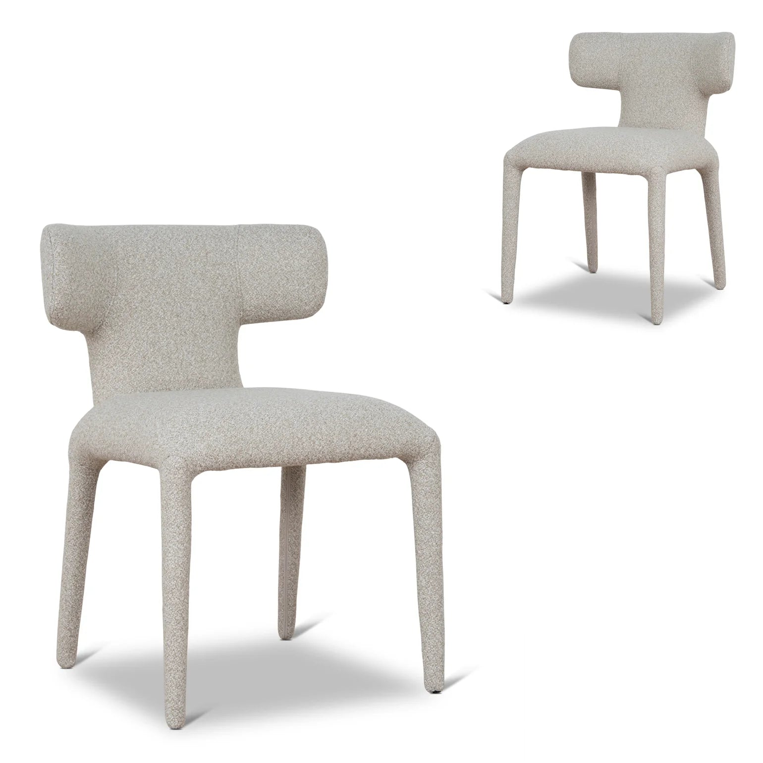 Salina | Mid Century Oatmeal Midnight Blue Textured Fabric Dining Chairs | Beige