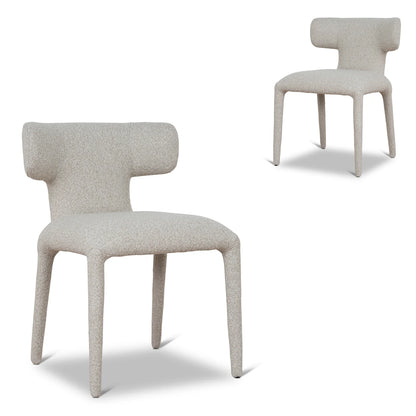 Salina | Mid Century Oatmeal Midnight Blue Textured Fabric Dining Chairs | Beige