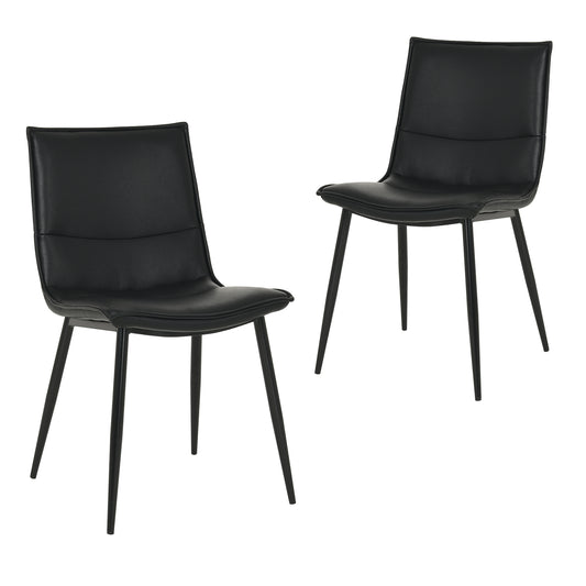 Salina | Modern Natural Boucle Black PU Leather Dining Chairs | Set Of 2 | Black