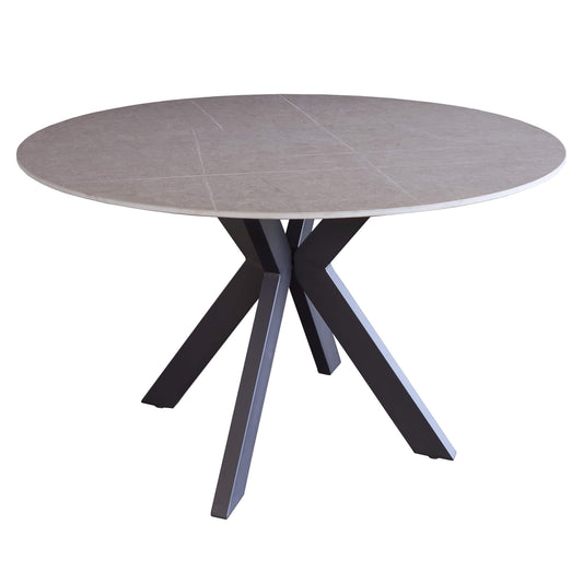 Salina | Modern Metal Matte Ceramic 4 Seater Round Table | Grey