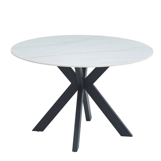 Salina | Modern Metal Matte Ceramic 4 Seater Round Table | White