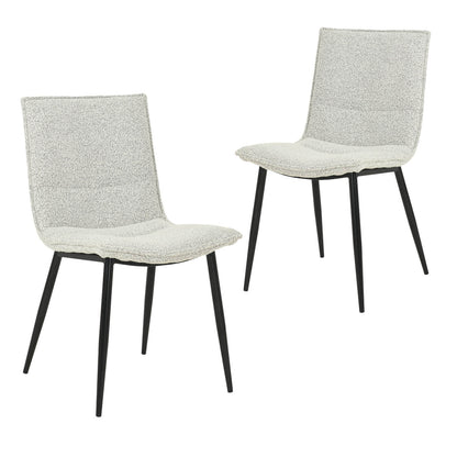 Salina | Modern Natural Boucle Black PU Leather Dining Chairs | Set Of 2 | Natural