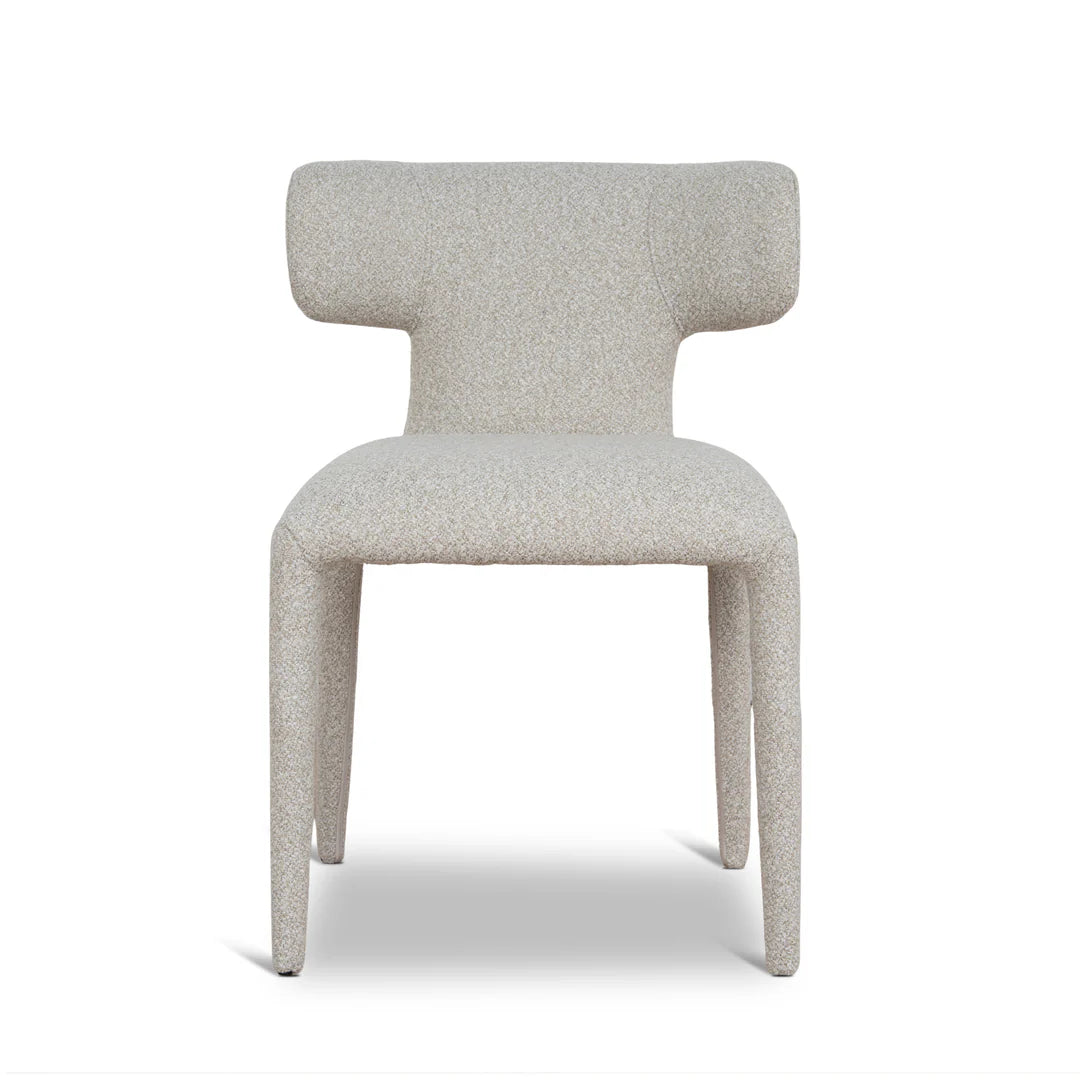 Salina | Mid Century Oatmeal Midnight Blue Textured Fabric Dining Chairs | Beige