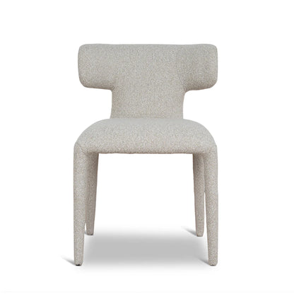 Salina | Mid Century Oatmeal Midnight Blue Textured Fabric Dining Chairs | Beige