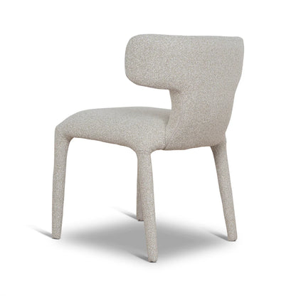 Salina | Mid Century Oatmeal Midnight Blue Textured Fabric Dining Chairs | Beige