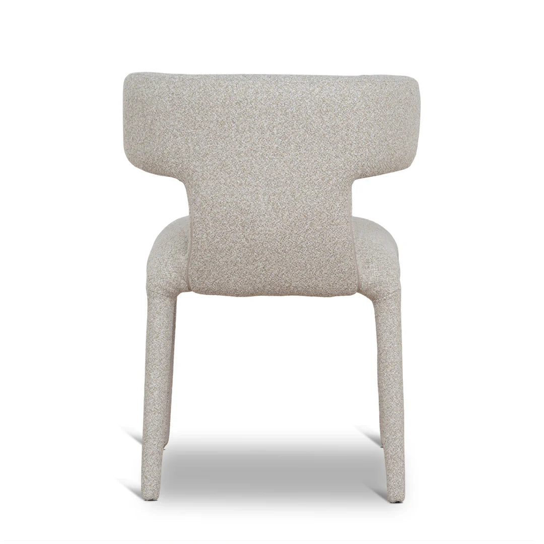 Salina | Mid Century Oatmeal Midnight Blue Textured Fabric Dining Chairs | Beige