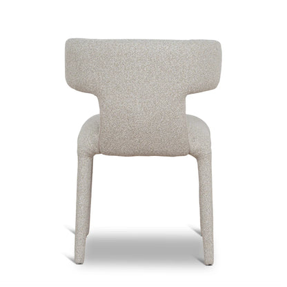 Salina | Mid Century Oatmeal Midnight Blue Textured Fabric Dining Chairs | Beige