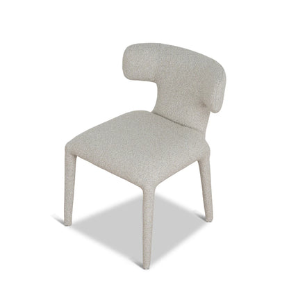 Salina | Mid Century Oatmeal Midnight Blue Textured Fabric Dining Chairs | Beige