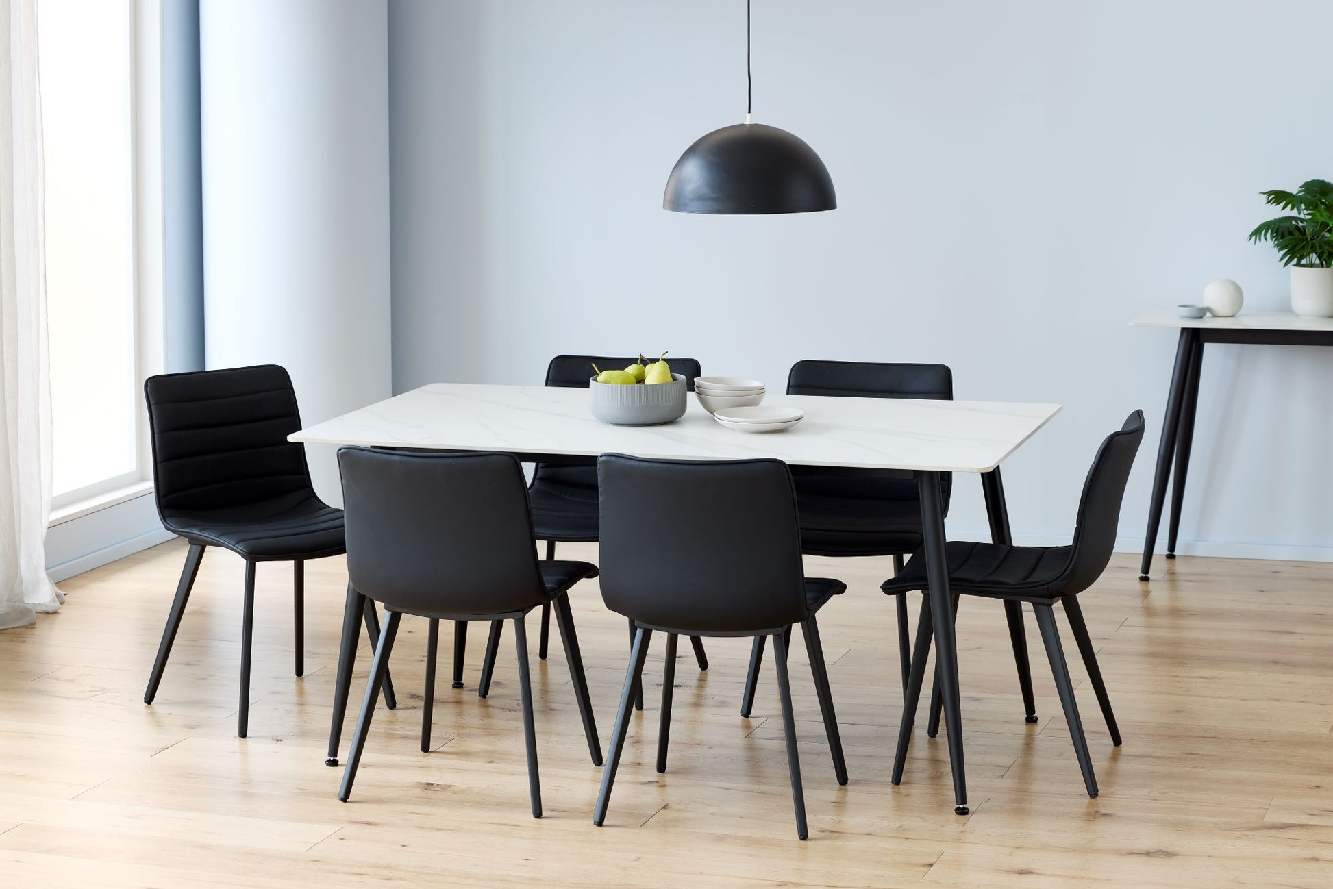 Salina | Modern Natural Boucle Black PU Leather Dining Chairs | Set Of 2 | Black