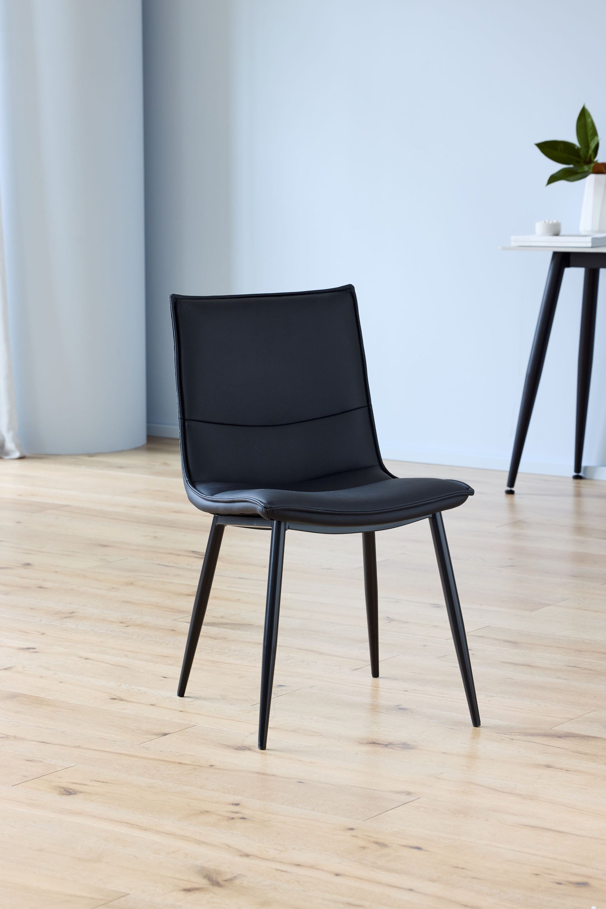 Salina | Modern Natural Boucle Black PU Leather Dining Chairs | Set Of 2 | Black