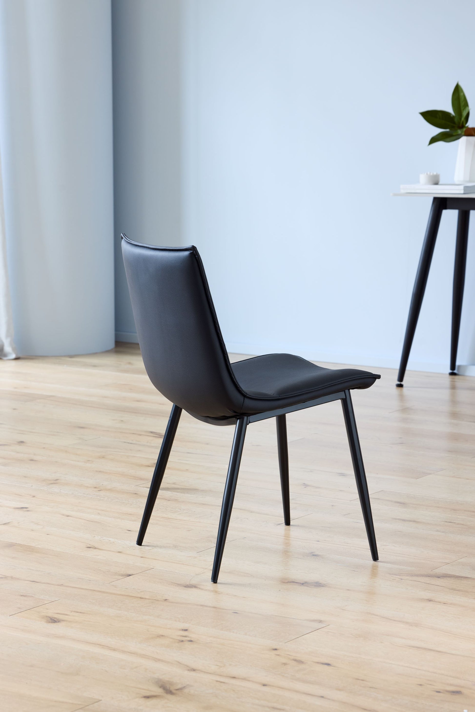 Salina | Modern Natural Boucle Black PU Leather Dining Chairs | Set Of 2 | Black