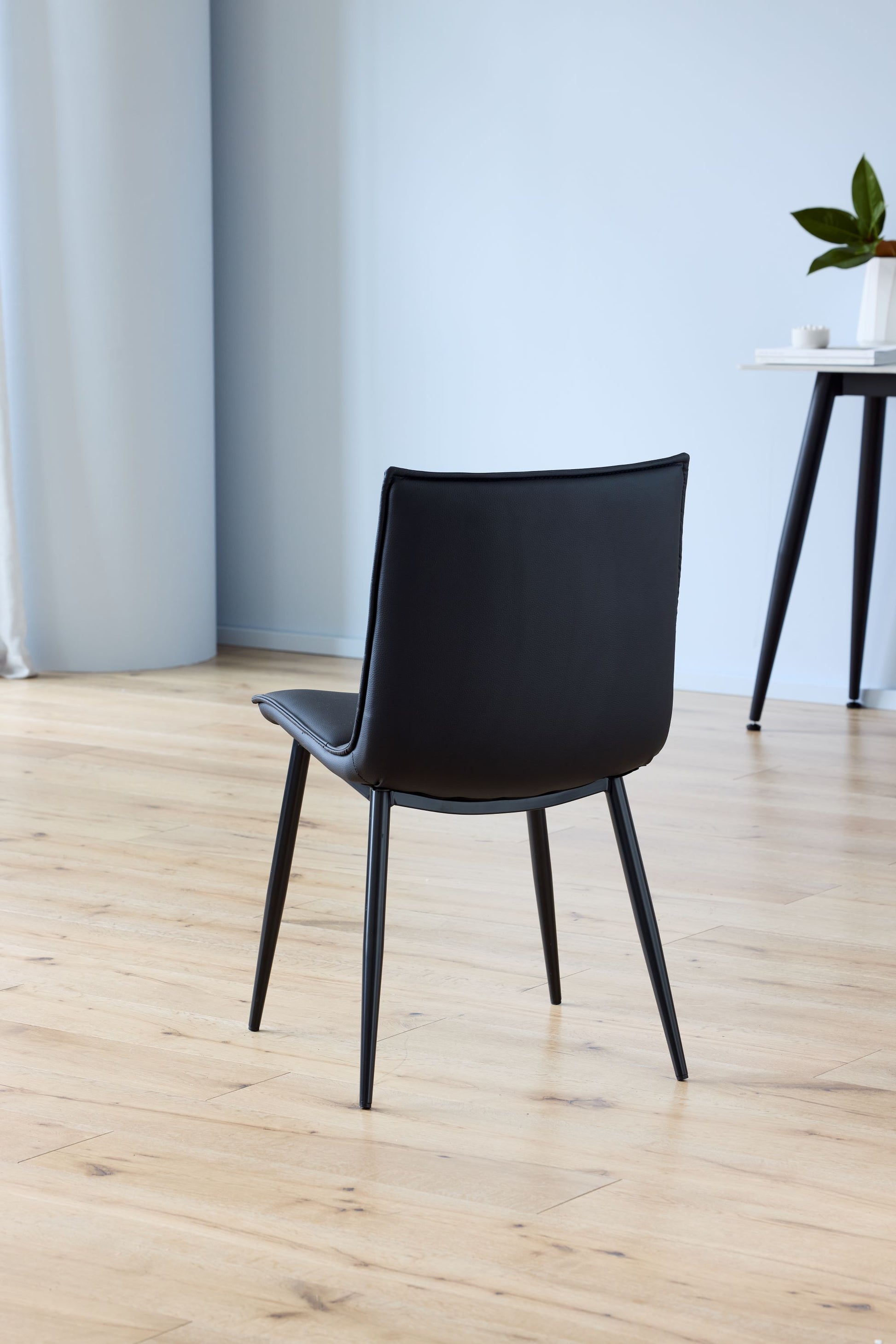 Salina | Modern Natural Boucle Black PU Leather Dining Chairs | Set Of 2 | Black