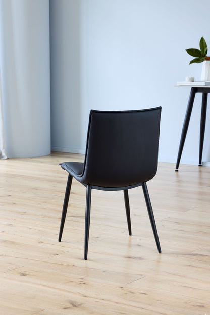 Salina | Modern Natural Boucle Black PU Leather Dining Chairs | Set Of 2 | Black