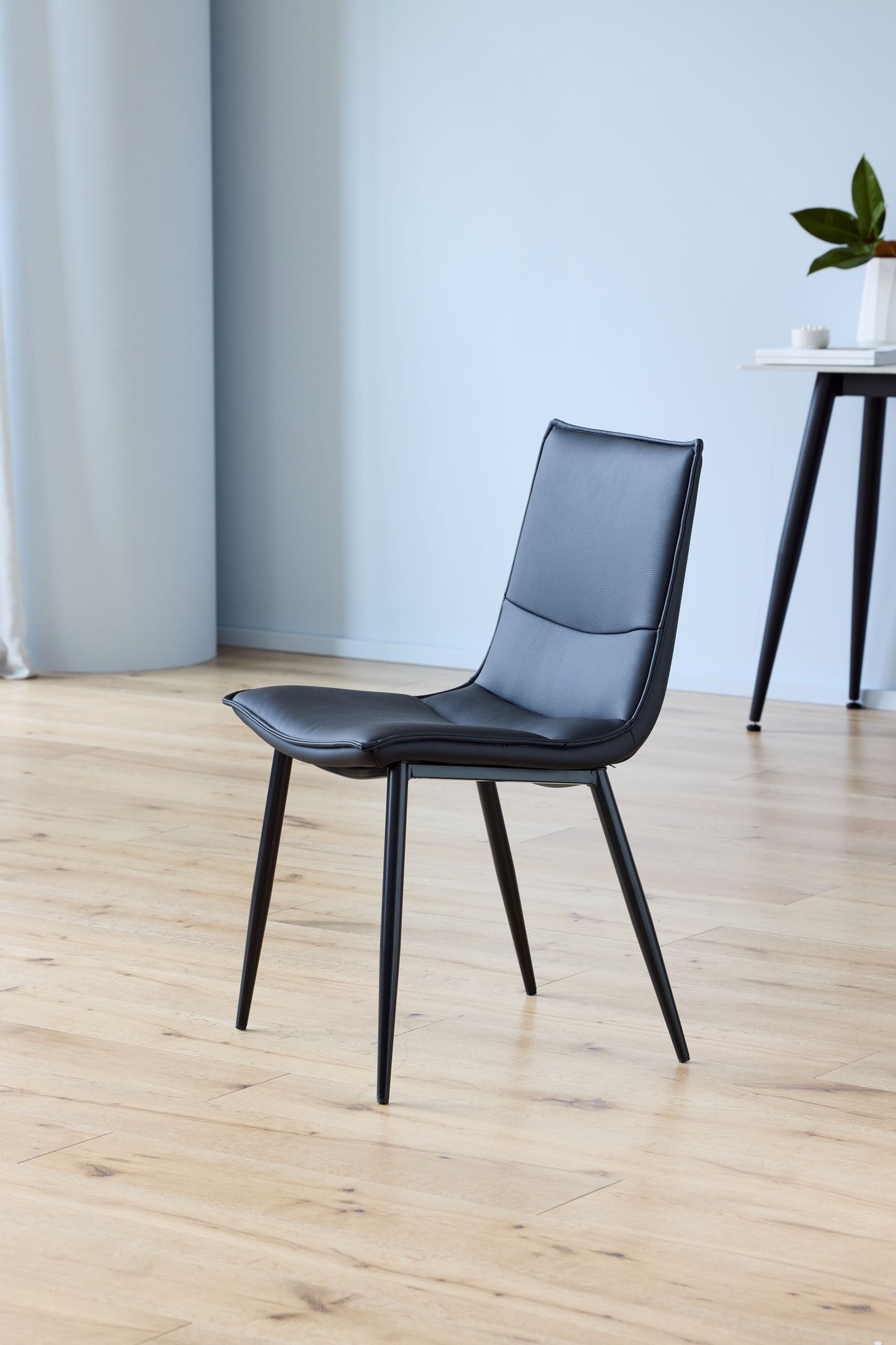 Salina | Modern Natural Boucle Black PU Leather Dining Chairs | Set Of 2 | Black