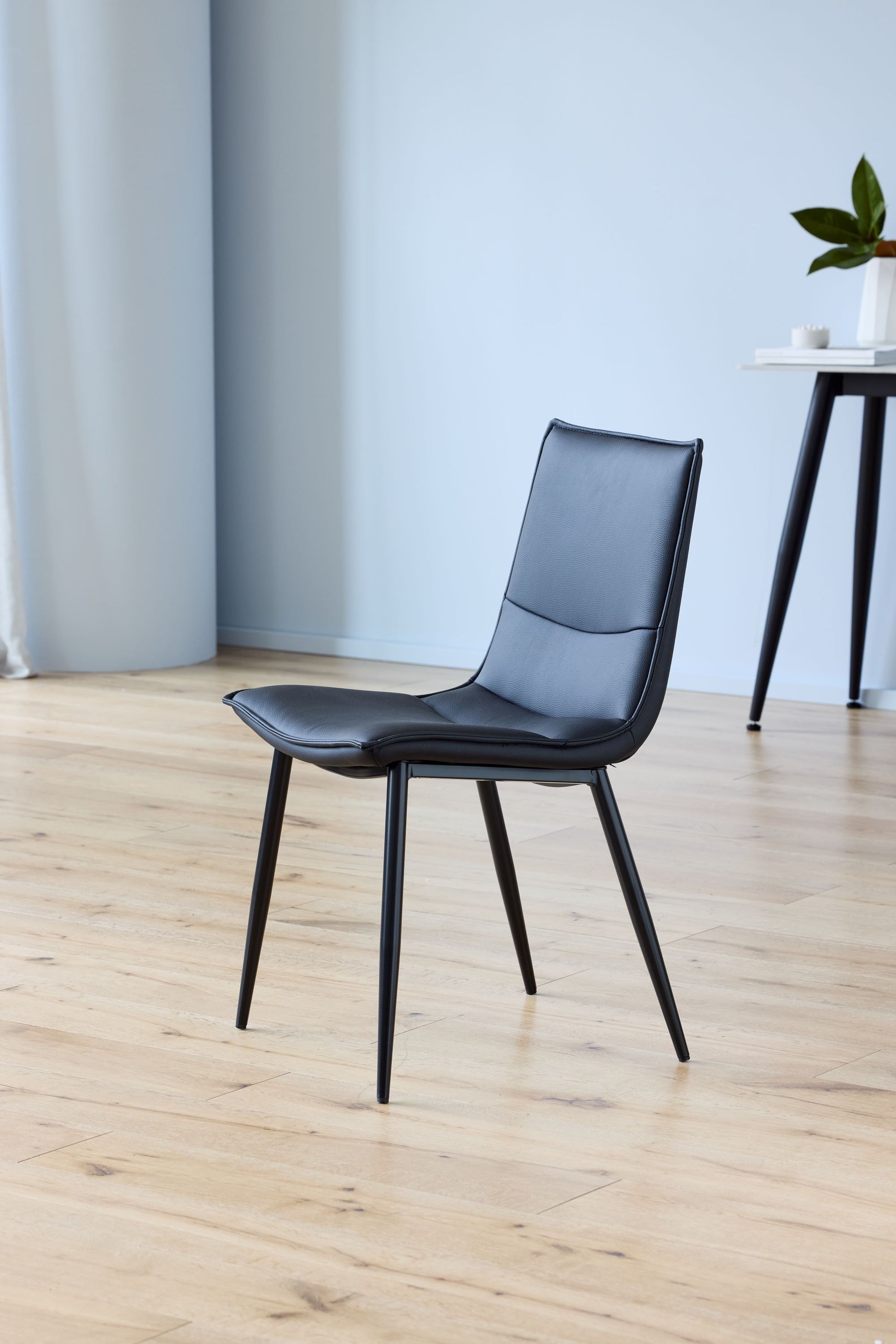 Salina | Modern Natural Boucle Black PU Leather Dining Chairs | Set Of 2 | Black