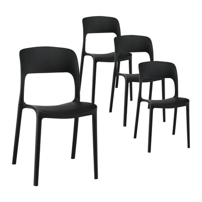 Sanctuary | Plastic UV-Resistant Black White Outdoor Dining Chairs | Set Of 4 | Black