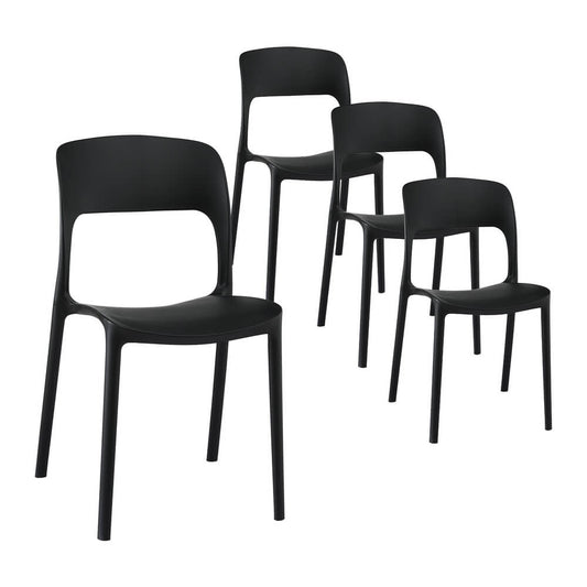 Sanctuary | Plastic UV-Resistant Black White Outdoor Dining Chairs | Set Of 4 | Black