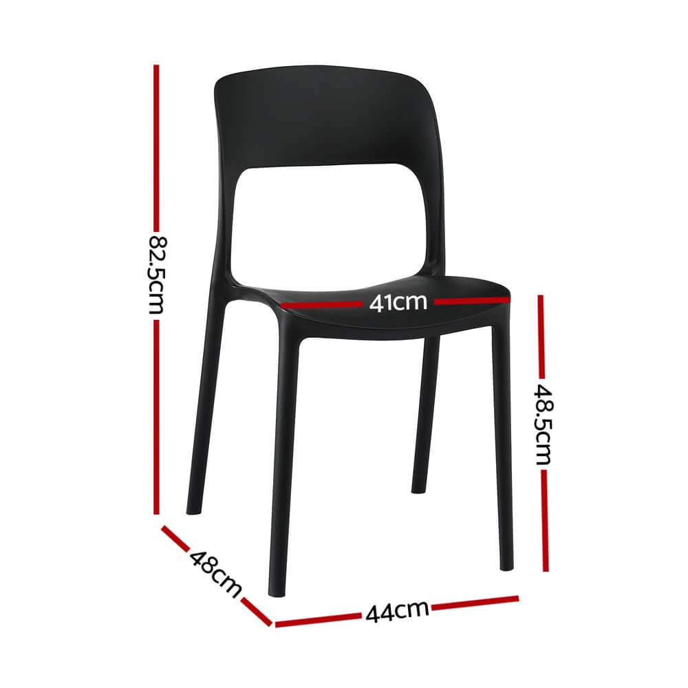 Sanctuary | Plastic UV-Resistant Black White Outdoor Dining Chairs | Set Of 4 | Black