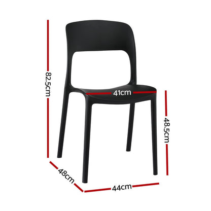 Sanctuary | Plastic UV-Resistant Black White Outdoor Dining Chairs | Set Of 4 | Black