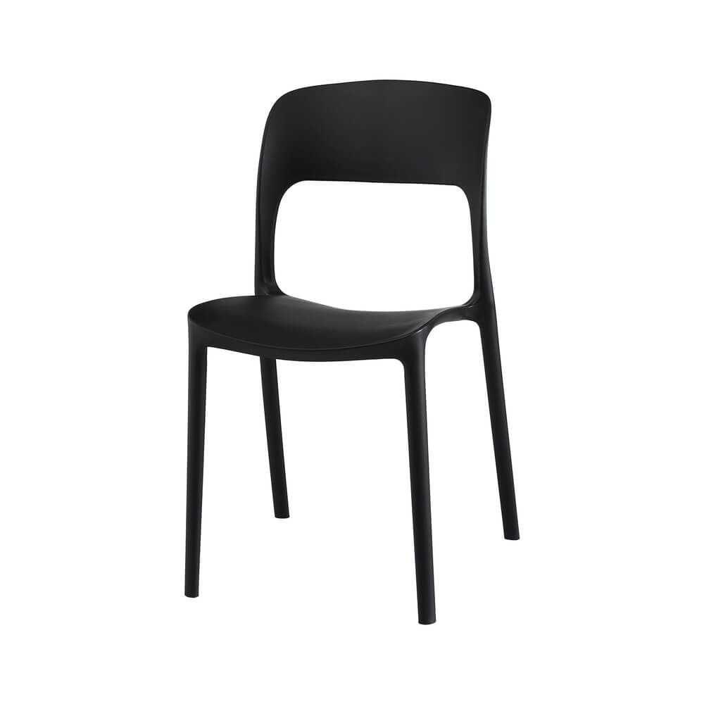 Sanctuary | Plastic UV-Resistant Black White Outdoor Dining Chairs | Set Of 4 | Black