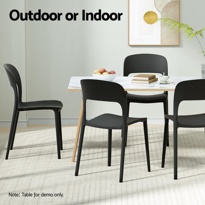 Sanctuary | Plastic UV-Resistant Black White Outdoor Dining Chairs | Set Of 4 | Black