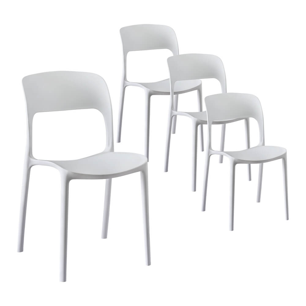 Sanctuary | Plastic UV-Resistant Black White Outdoor Dining Chairs | Set Of 4 | White