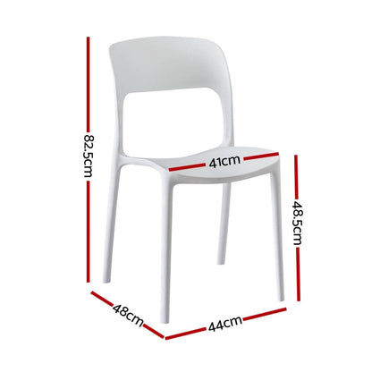 Sanctuary | Plastic UV-Resistant Black White Outdoor Dining Chairs | Set Of 4 | White