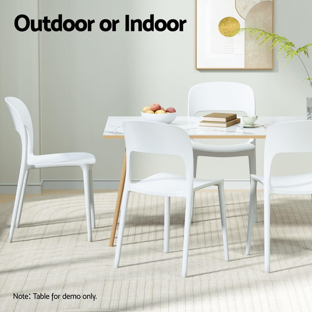 Sanctuary | Plastic UV-Resistant Black White Outdoor Dining Chairs | Set Of 4 | White