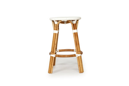 Sandbanks | Hamptons Coastal Rattan Backless Bar Stool | White