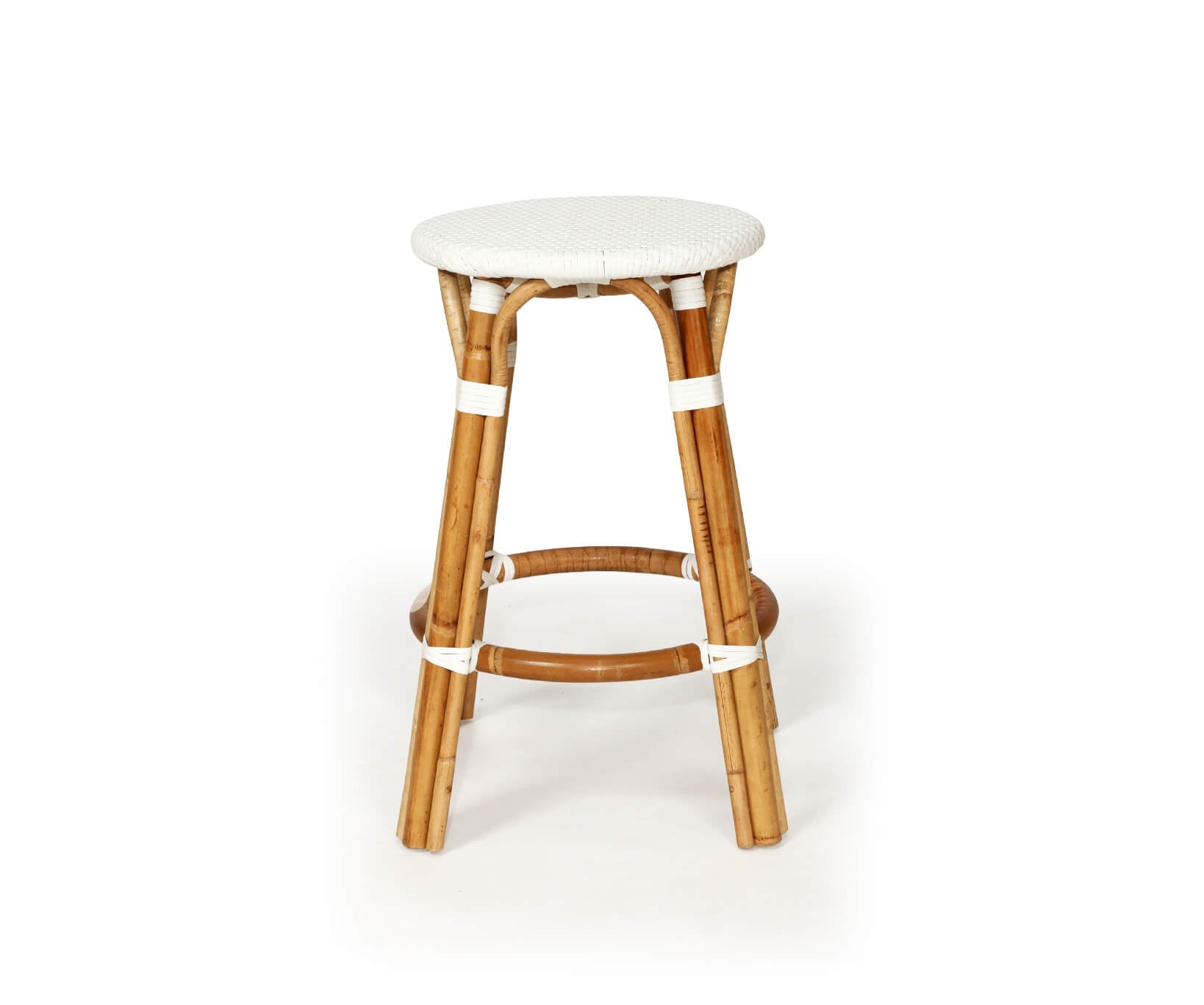 Sandbanks | Hamptons Coastal Rattan Backless Bar Stool | White