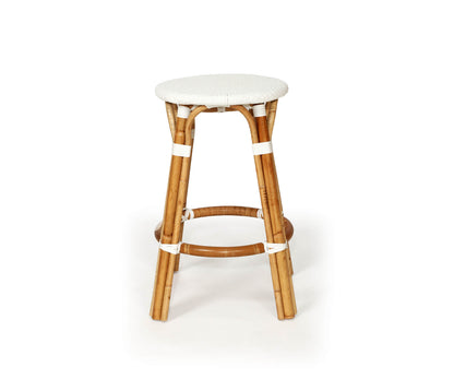 Sandbanks | Hamptons Coastal Rattan Backless Bar Stool | White