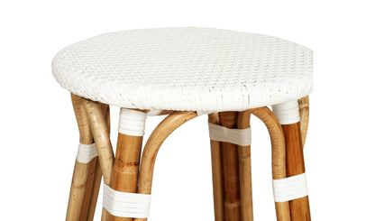 Sandbanks | Hamptons Coastal Rattan Backless Bar Stool | White