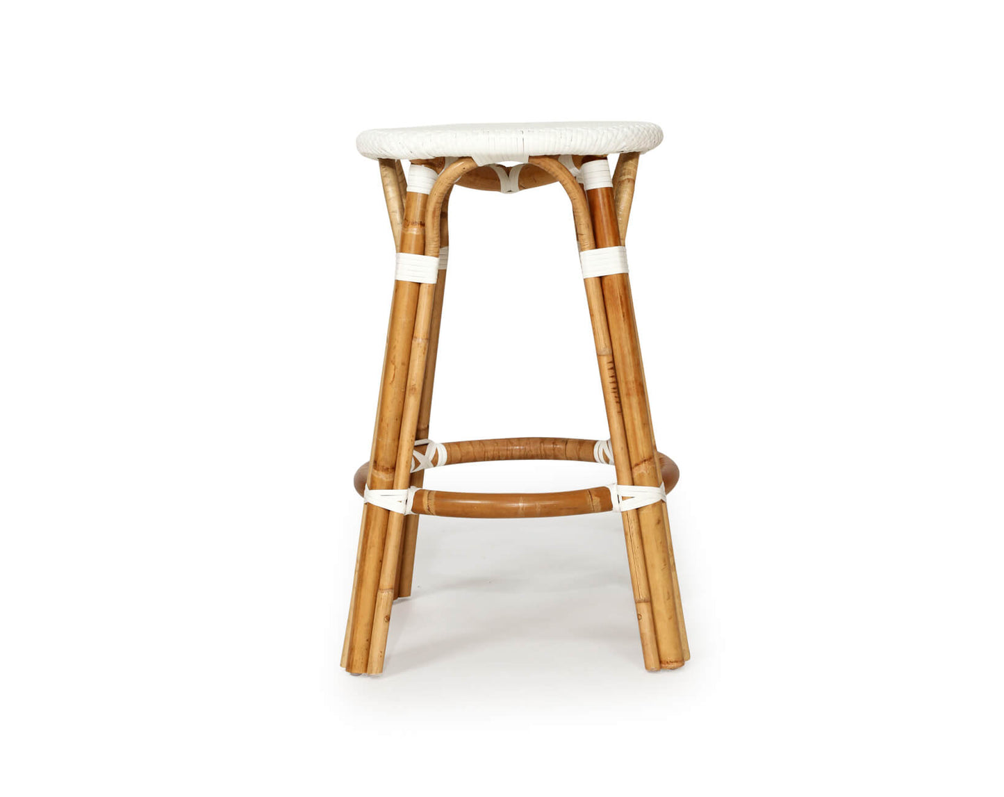 Sandbanks | Hamptons Coastal Rattan Backless Bar Stool | White