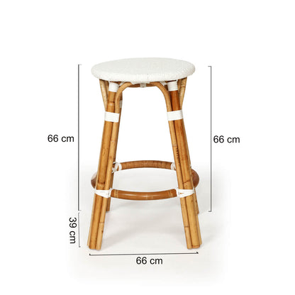 Sandbanks | Hamptons Coastal Rattan Backless Bar Stool | White