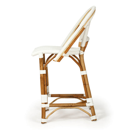 Sandbanks | Hamptons Coastal Rattan Bar Stools | White