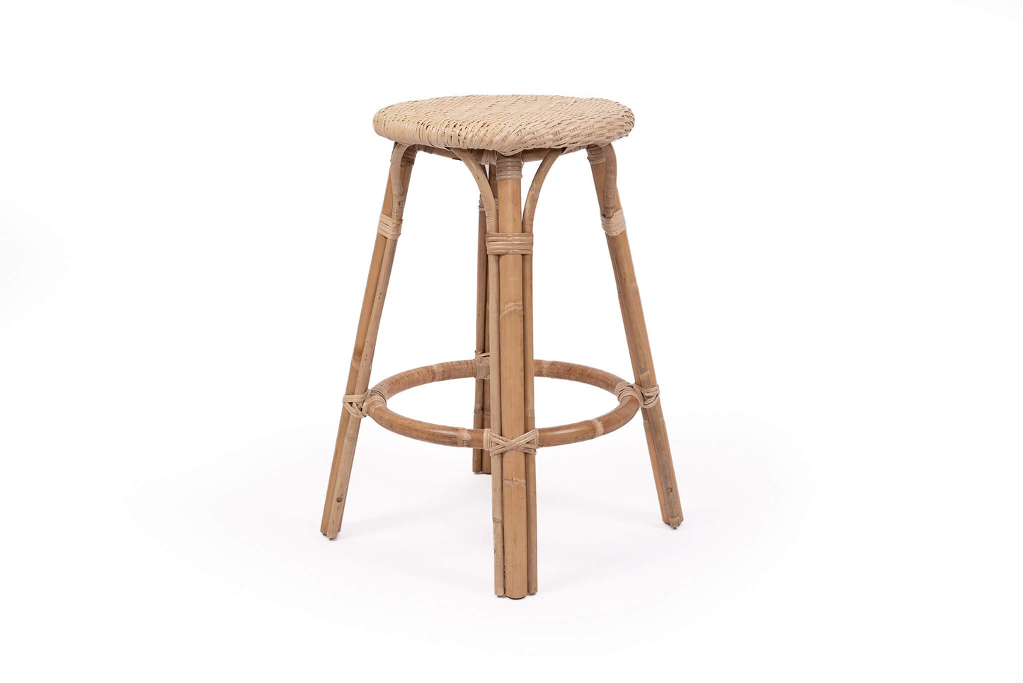 Sandbanks | Hamptons Coastal Rattan Backless Bar Stool | Natural