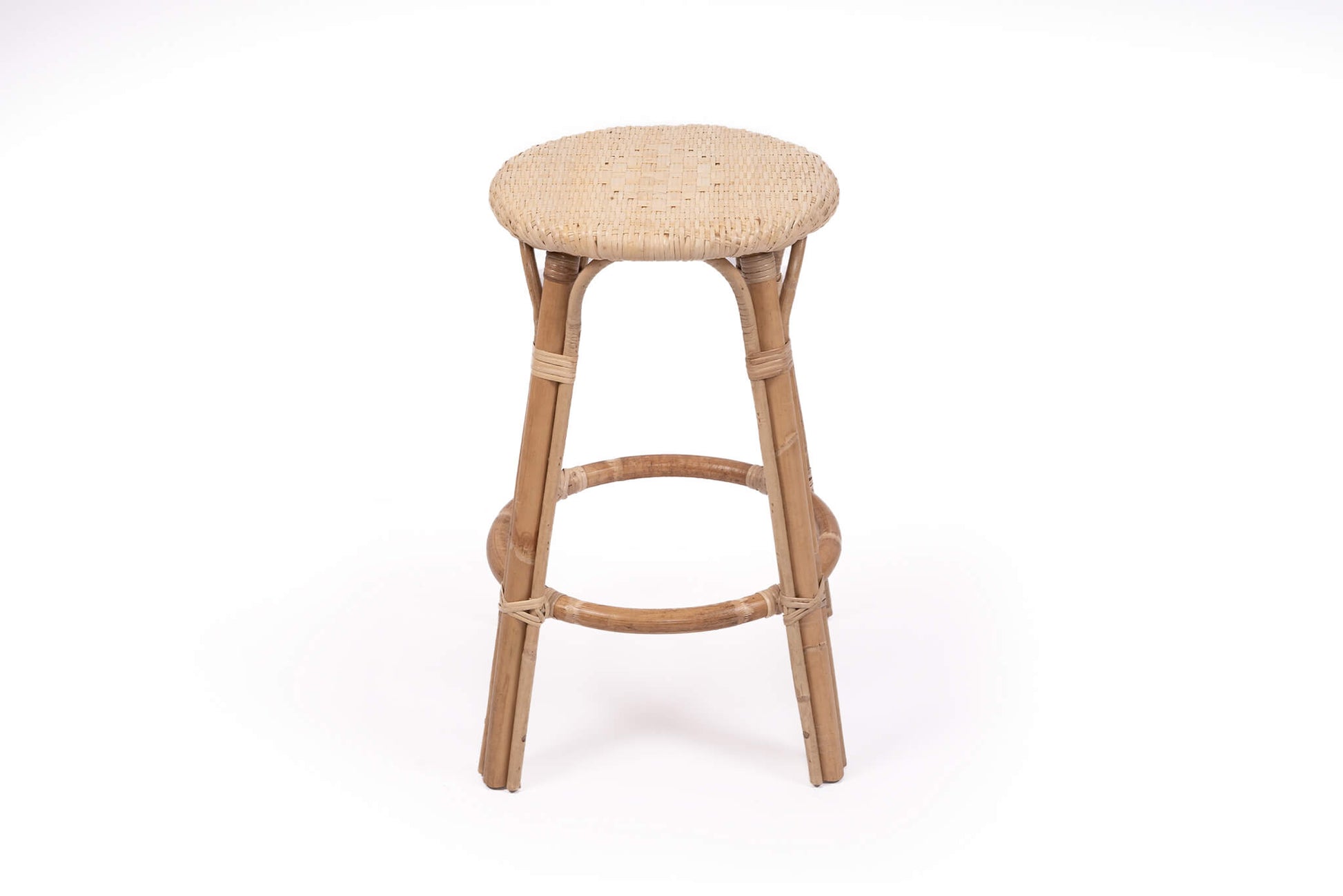 Sandbanks | Hamptons Coastal Rattan Backless Bar Stool | Natural