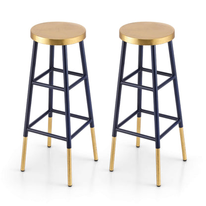 Santana | Modern Two Tone Gold Navy Metal Bar Stools | Gold