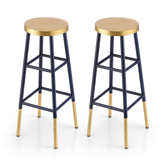 Santana | Modern Two Tone Gold Navy Metal Bar Stools | Gold