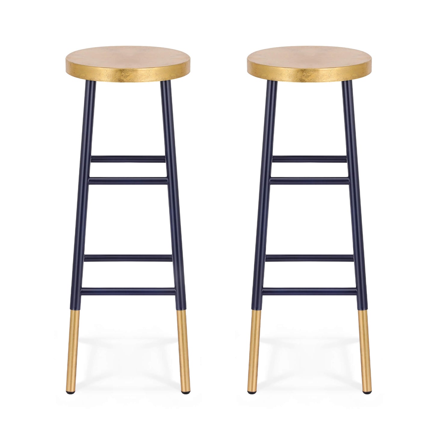 Santana | Modern Two Tone Gold Navy Metal Bar Stools | Gold